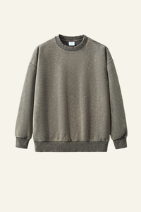 Men's Washed Distressed Solid Pullover
