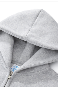 Women's  Fleece-lined Double-Zipper Cropped Hooded Jacket