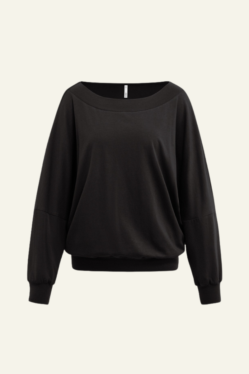 Women's Tencel Asymmetric Off-Shoulder Long Sleves Top