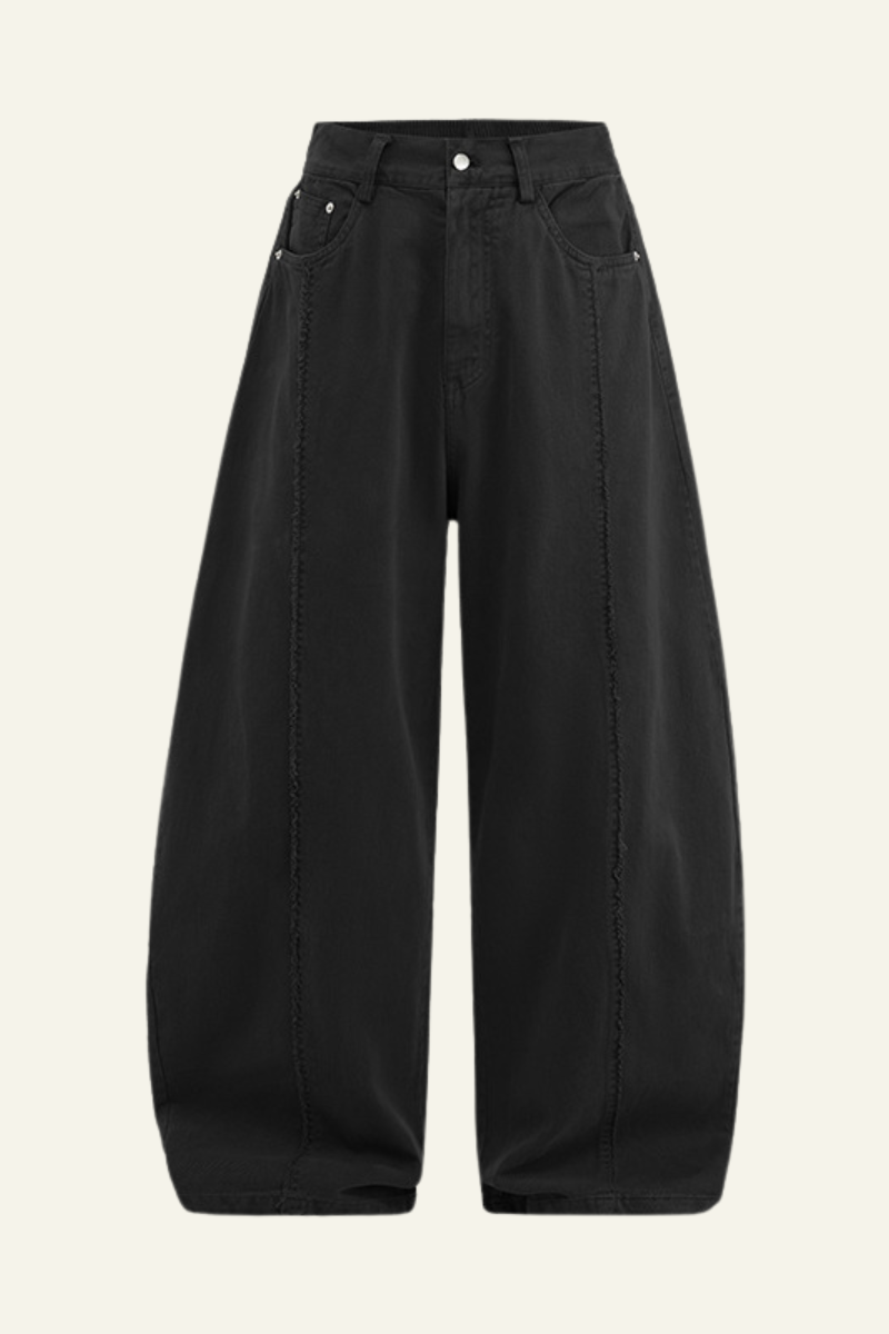 Men's Cotton Vintage Washed Frayed-edge Straight Leg Pants