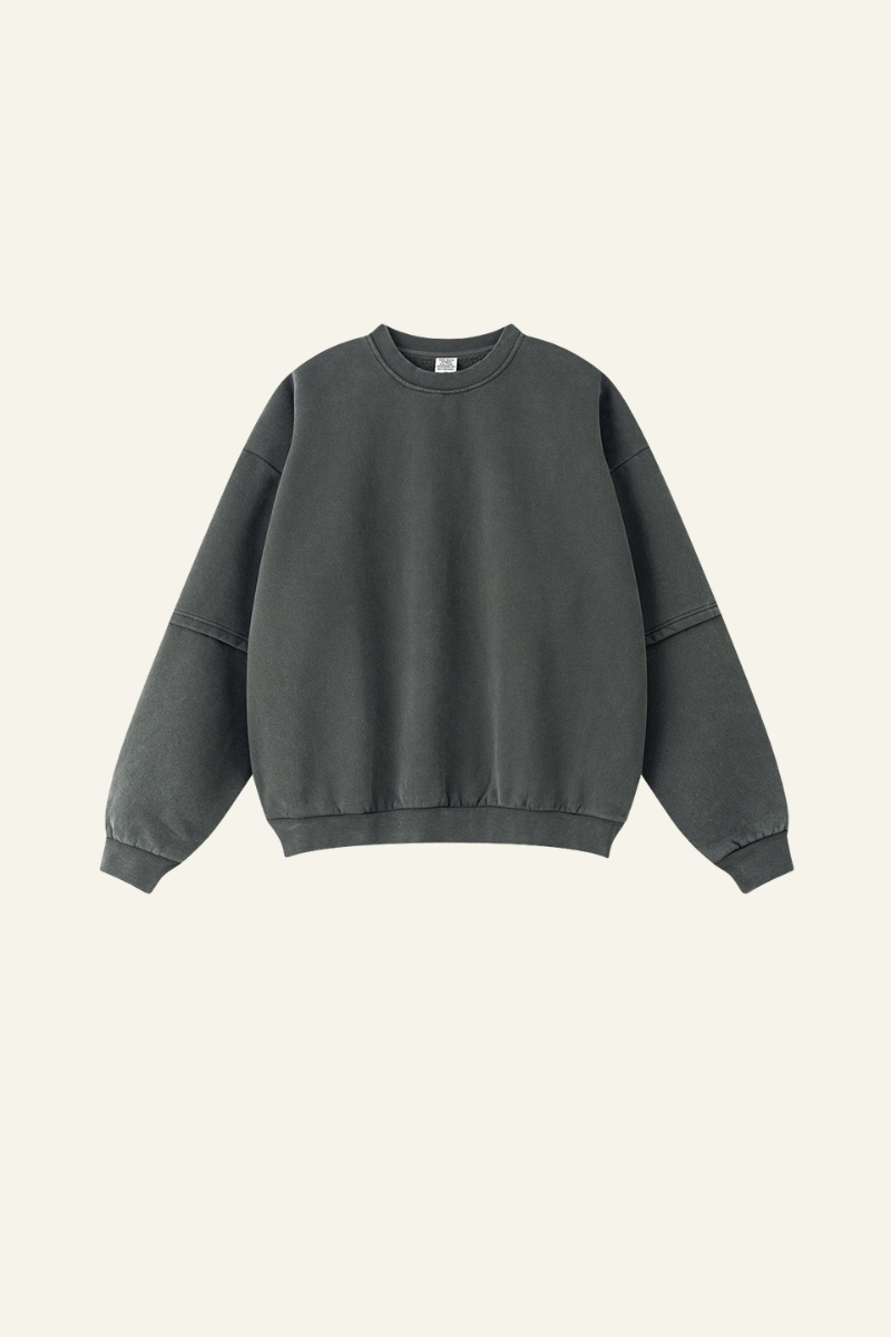 Men's Streetwear Washed Patchwork Pullover