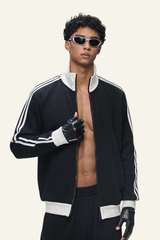 Men's Streetwear Vintage Stand-Collar Side-Striped Jacket