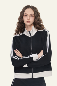 Women's Streetwear Vintage Stand-Collar Side-Striped Jacket