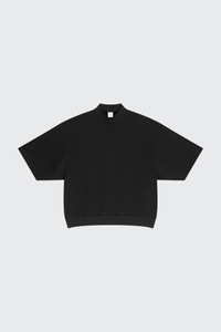 Men's Summer Mock Neck 305g Cotton Boxy Dolman Ribbed Tee