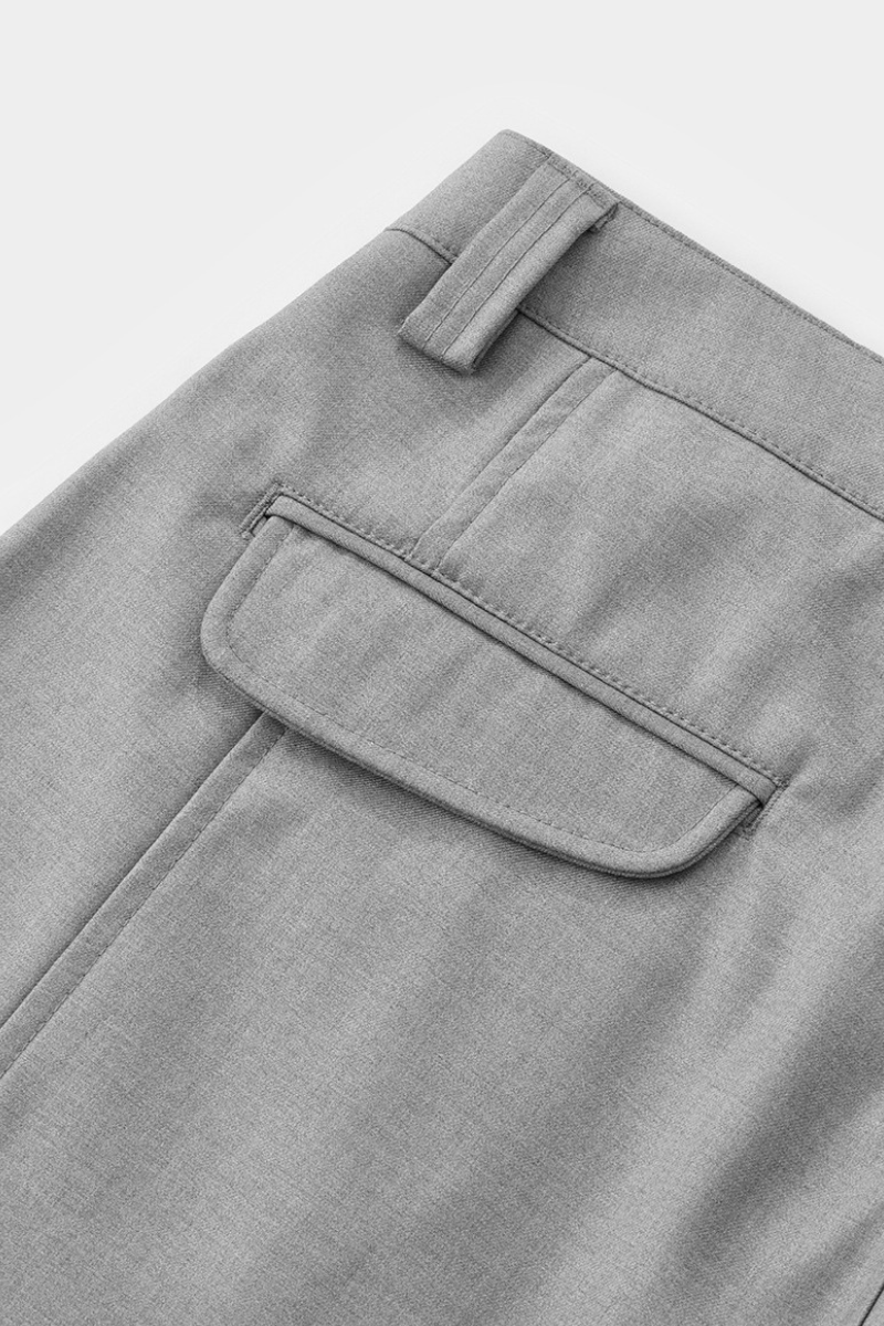 Men's 3D Curved Double Hem Back Pocket Wide Leg Cargo Pants