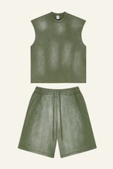 Men's Vintage Gradient Cotton Set:T-shirt And Short