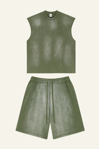 Men's Vintage Gradient Cotton Set:T-shirt And Short