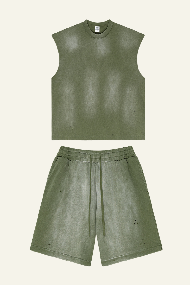 Men's Vintage Gradient Cotton Set:T-shirt And Short