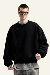 Men's Drop Shoulder Fleece Lined Solid Sweatshirt.