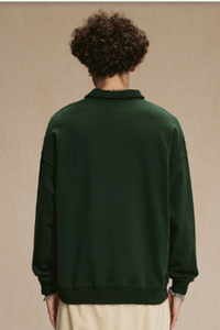 Men's Streetwear Polo Collar  Sweatshirt
