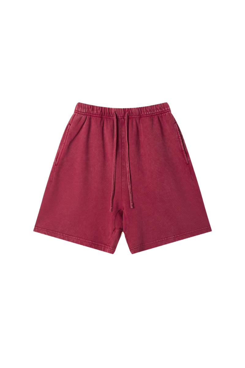 Unisex Spring Summer 360g Cotton Washed Drawstring Shorts