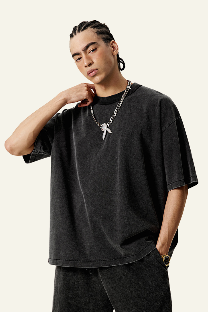 Men's Cotton Streetwear Washed T-Shirt
