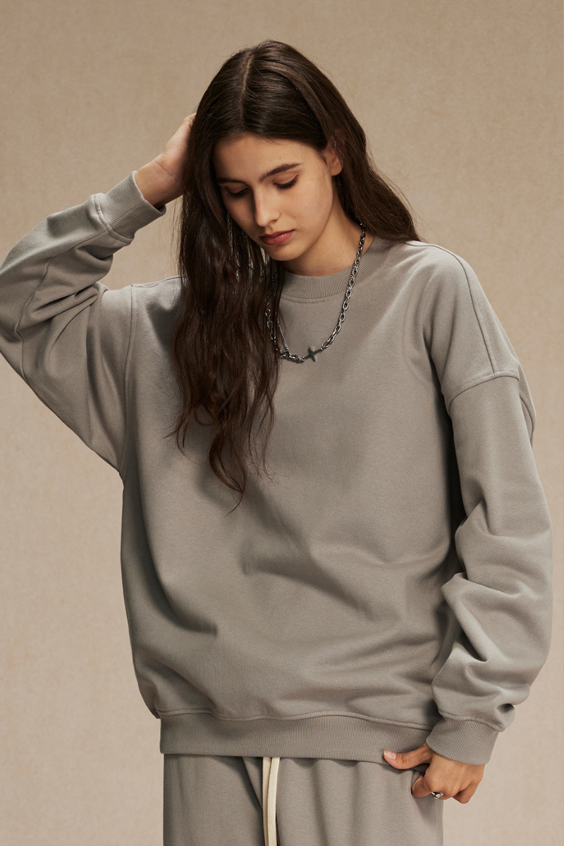 Women's Streetwear Relaxed Drop-Shoulder Solid Pullover