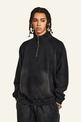 Men's Stand Collar Half Zipper Fleece-Lined Sweatshirt