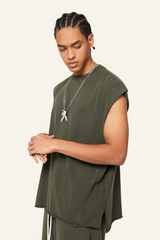 Men's Cotton 270 Heavyweight Washed Side Slit Tank Top