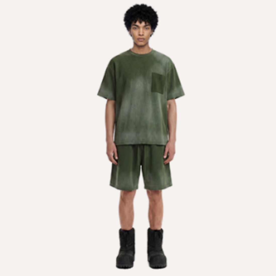 Men's Summer Lightweight Washed Raw Edge Tee & Shorts Set