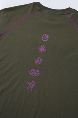 Men's Cotton Linen Oversized Long Sleeve Back Print Tee