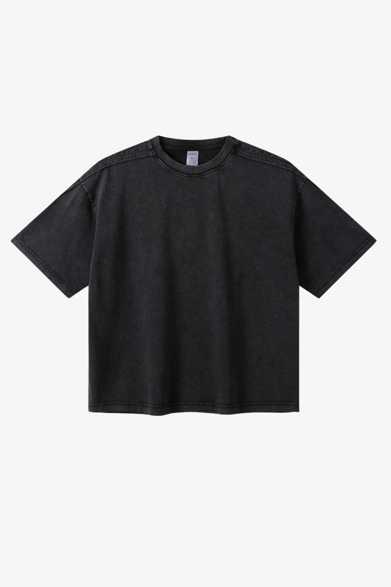 Unisex 275g Cotton Washed Raw Edge Patchwork Sports Tee