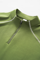 Men's Streetwear Stand Collar Half Zipper Long-Sleeve T-shirt