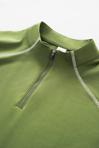 Men's Streetwear Stand Collar Half Zipper Long-Sleeve T-shirt