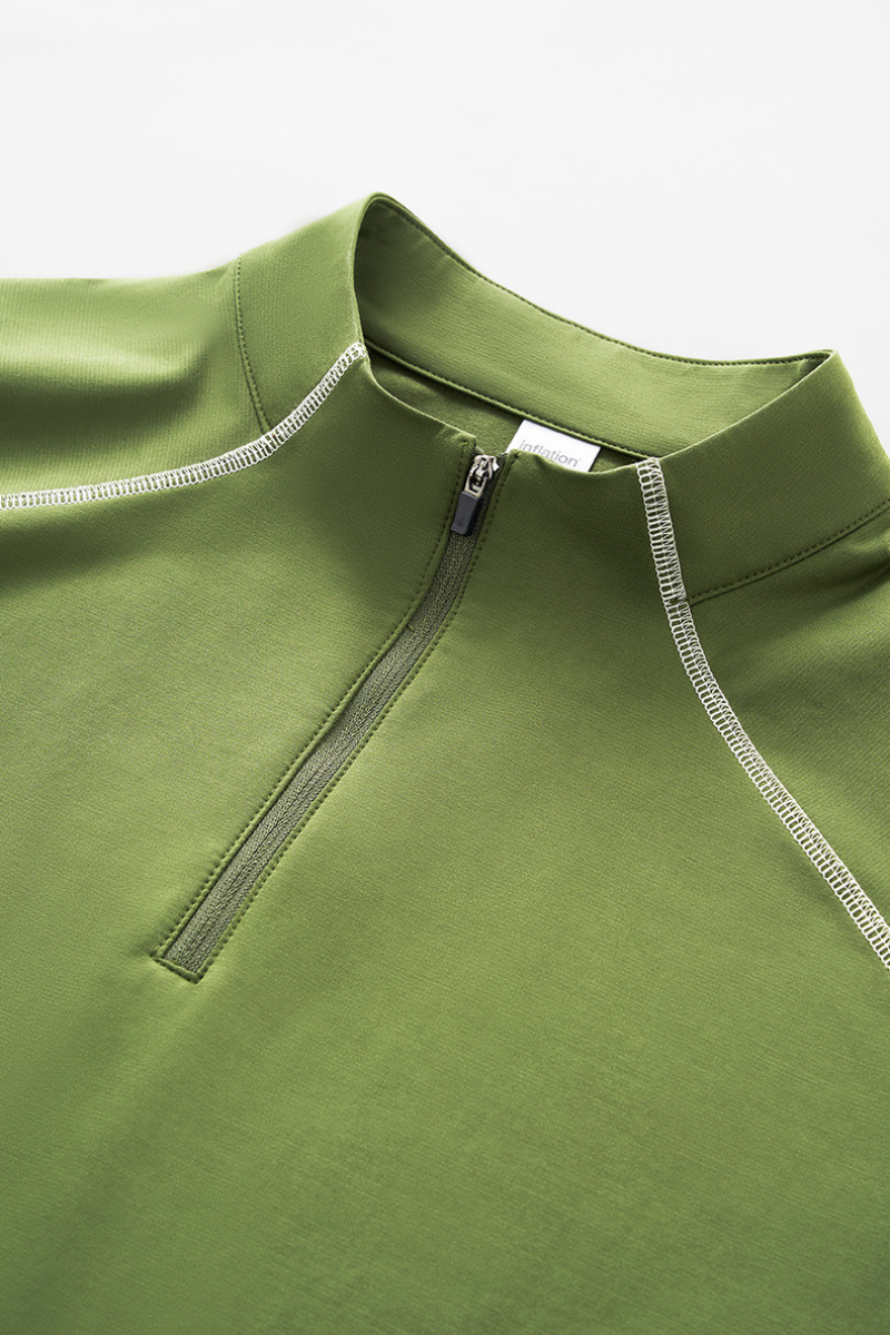 Men's Streetwear Stand Collar Half Zipper Long-Sleeve T-shirt