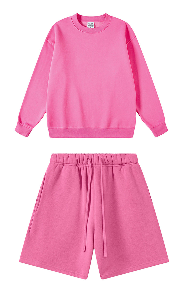 Men's Streetwear Set:Round-neck Pullover And Shorts